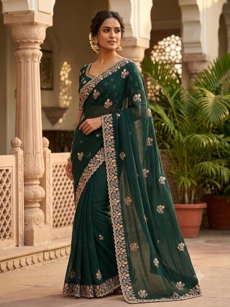 Chandani Star Georgette With Embroidery Work Saree